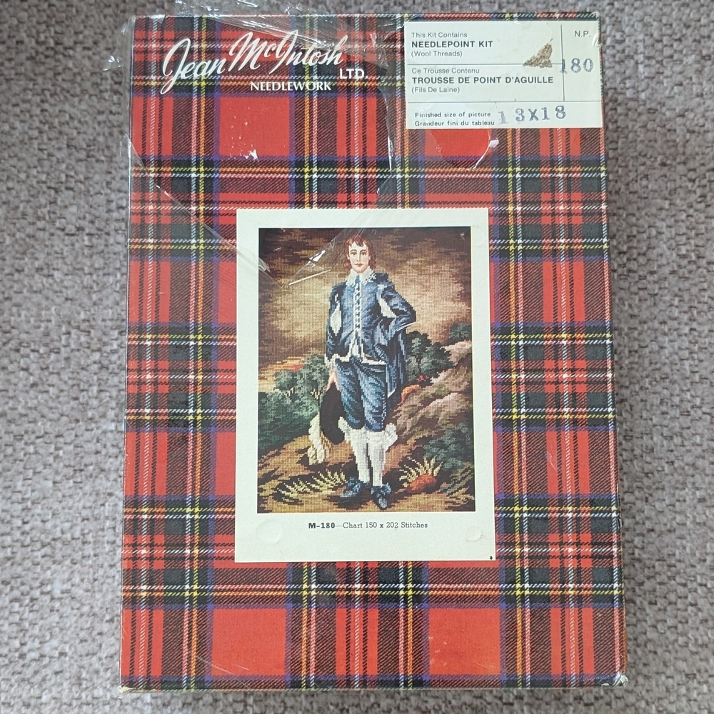 Vintage Jean McIntosh Needlepoint Kit Blue Boy